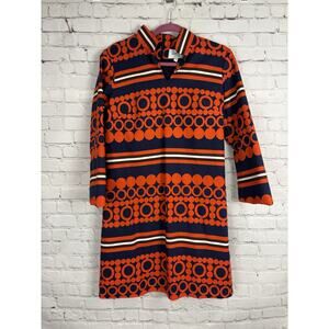 Elizabeth McKay Women's Dress Size 6 Red Navy Art Long Sleeve